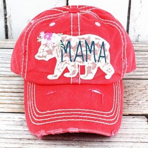 Mama Bear Distressed Ball Cap